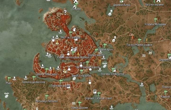 The Witcher 3. Карта Новиграда Witcher 3. Карта Новиграда