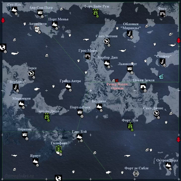 Assassins Creed Rogue. Карта: Северная Атлантика