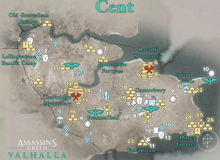Assassin's Creed Valhalla. Карта: Кент