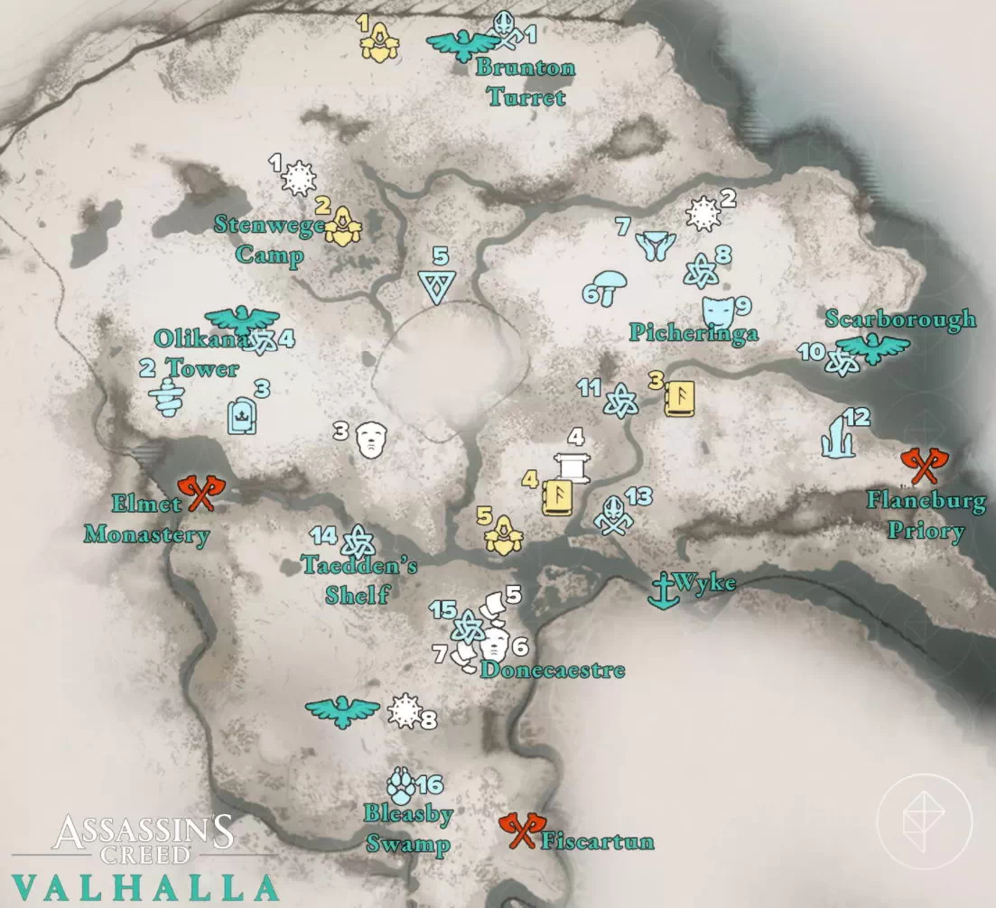 Assassin's Creed Valhalla. Карта: ЙорвикШир