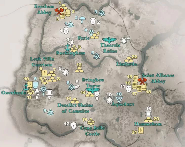 Assassin's Creed Valhalla. Карта: ОксенФордШир
