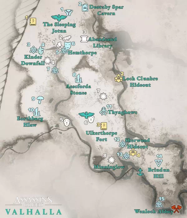 Assassin's Creed Valhalla. Карта: СноттинГемШир