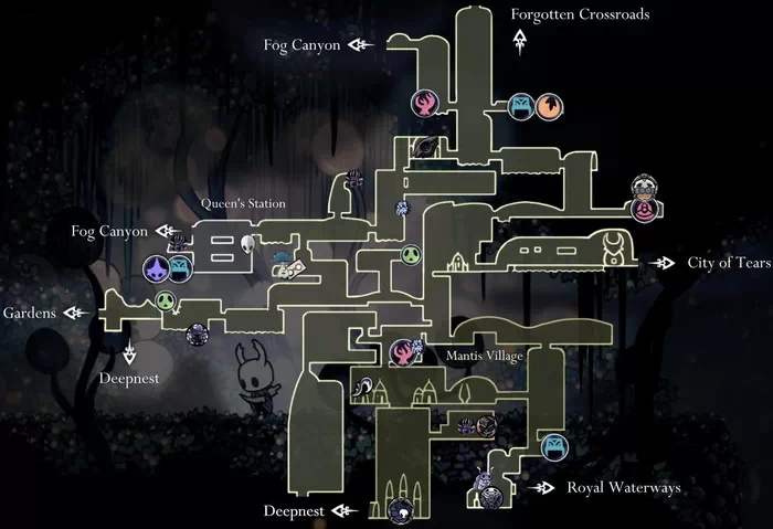Hollow Knight. Карта Fungal Wastes