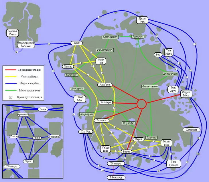 Morrowind. Карта транспорта