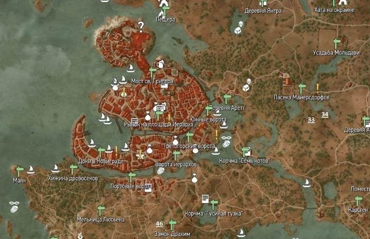Witcher 3. Карта Новиграда